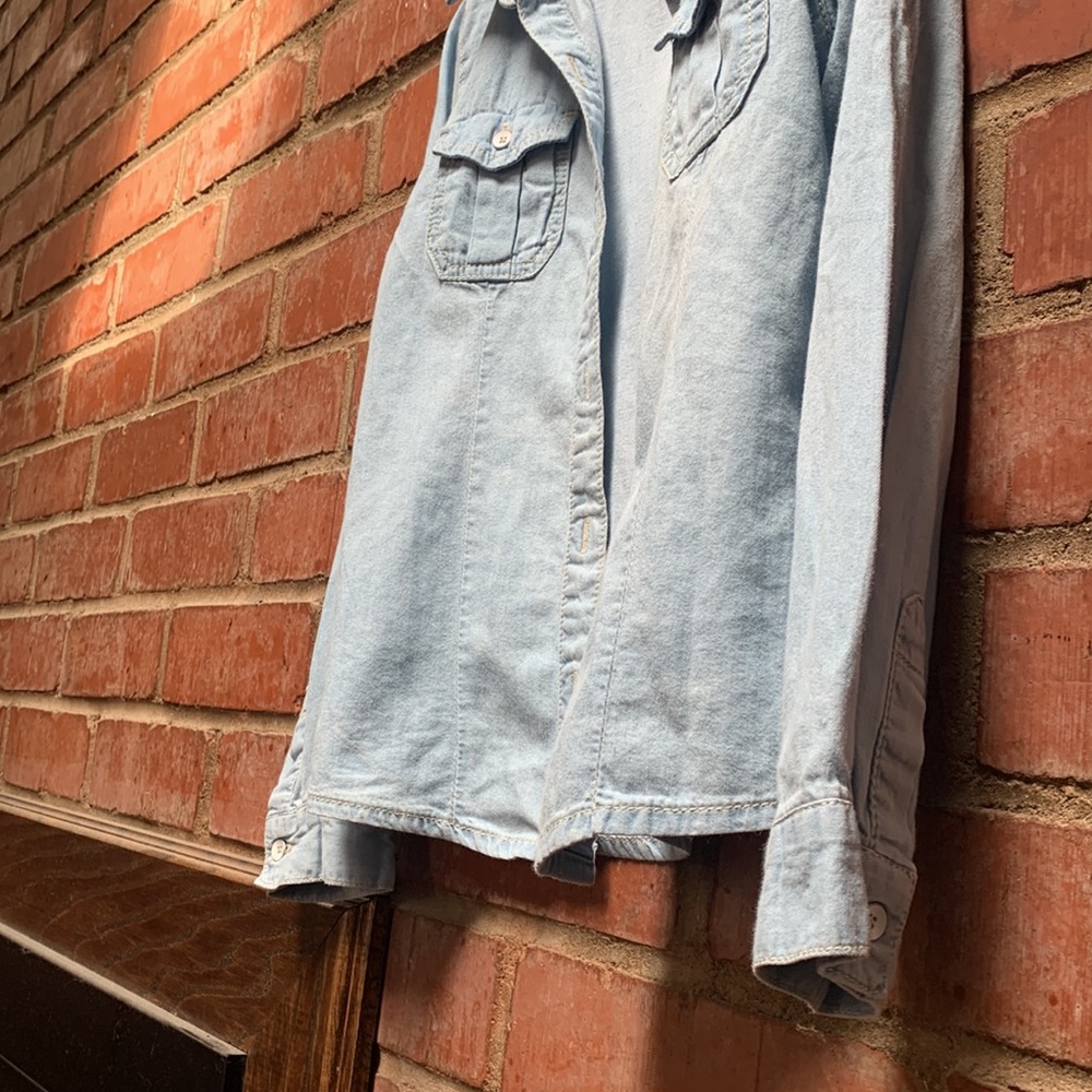 Ruum western style vintage light denim long sleeve button down for kids - Picture 4 of 9